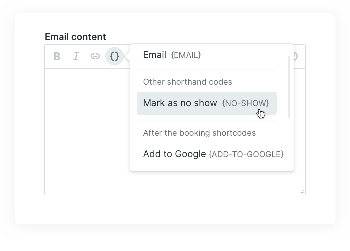 18—NoShow Shorthand Code