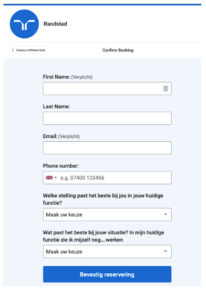 Randstad booking form