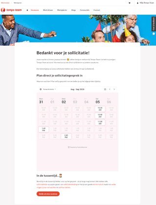 Tempo team booking page